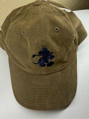Disney Brown and White Baseball Cap with Mickey Tag